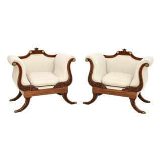Large Vintage Regency Lounge Chairs, 1920, Set of 2 For Sale