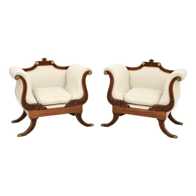 Large Vintage Regency Lounge Chairs, 1920, Set of 2 For Sale
