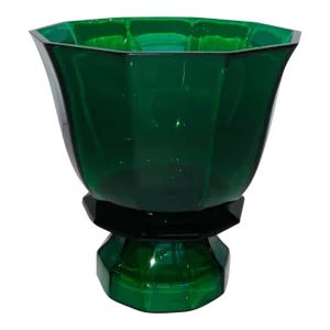 Modern Emerald Green Faceted Glass Vase