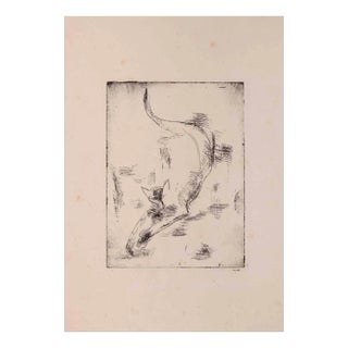 Giselle Halff, The Cat, Etching and Drypoint, 1950s For Sale