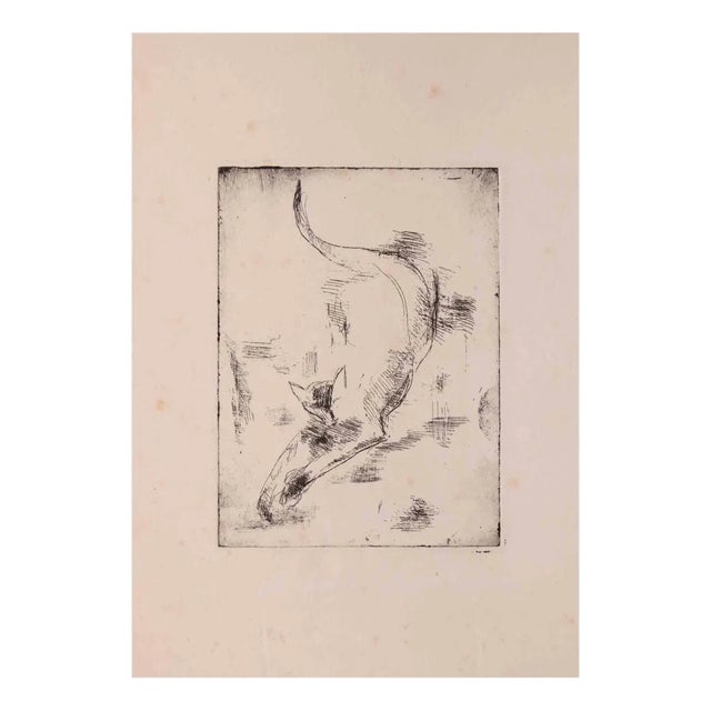 Giselle Halff, The Cat, Etching and Drypoint, 1950s For Sale