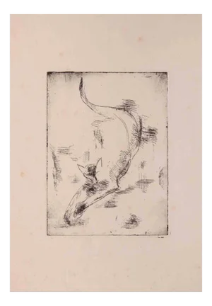 Giselle Halff, The Cat, Etching and Drypoint, 1950s