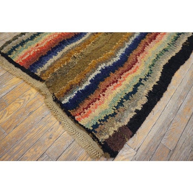 Black Striking Colorful and Splendid Stripe Patters Design Antique American Shaker Rug For Sale - Image 8 of 9