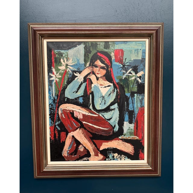 M. Costa, Portrait of a Young Lady, 1960s, Oil Painting on Canvas, Framed For Sale - Image 18 of 18