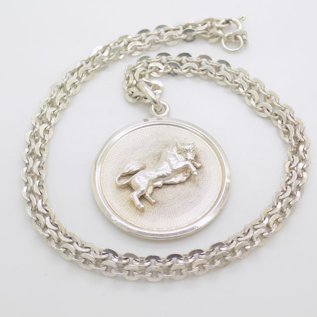 Vintage Italian Handmade Sterling Silver 925 Medallion and 835 Chain with Taurus Zodiac, Italy, 1970s For Sale - Image 12 of 12
