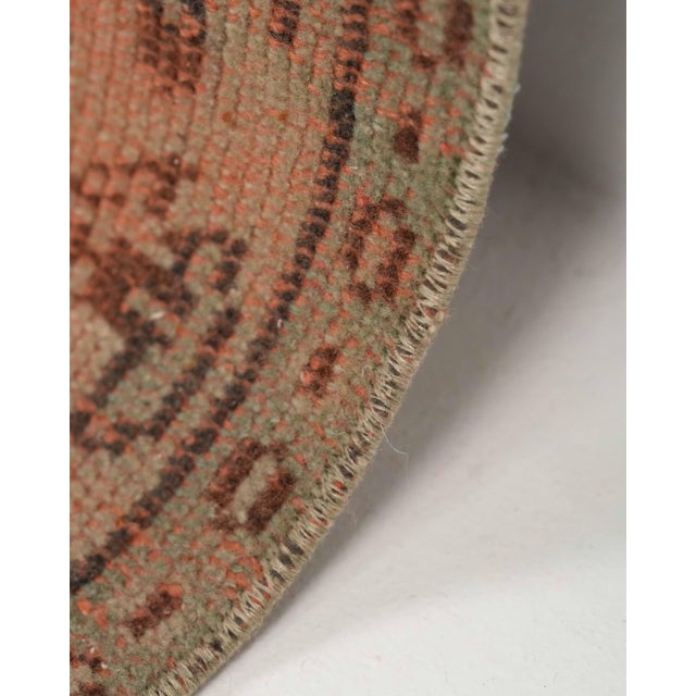 1970s Vintage Turkish Oushak Handmade Wool Cotton Orange Area Rug For Sale - Image 9 of 11