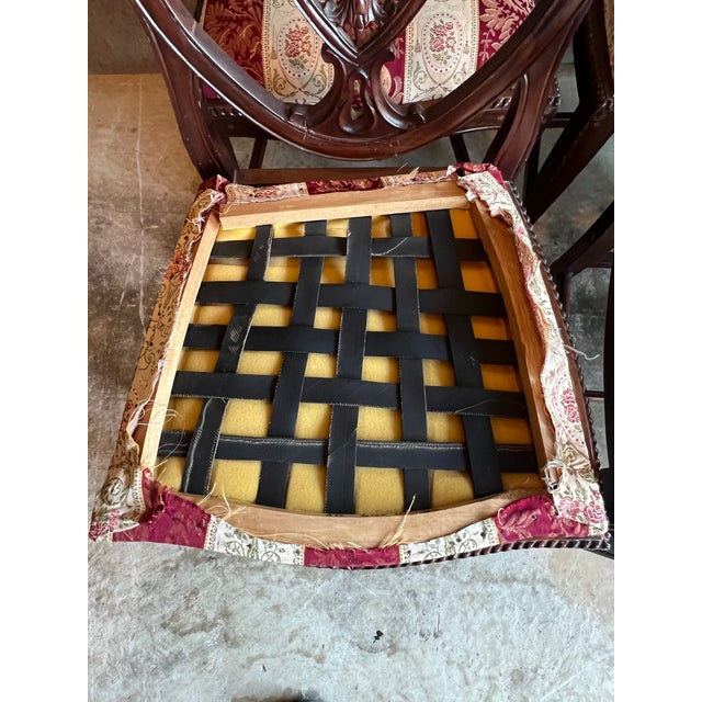 Set of 8 Late 20th Century Carved Mahogany Hepplewhite Chairs in Need of Restoration For Sale - Image 9 of 12