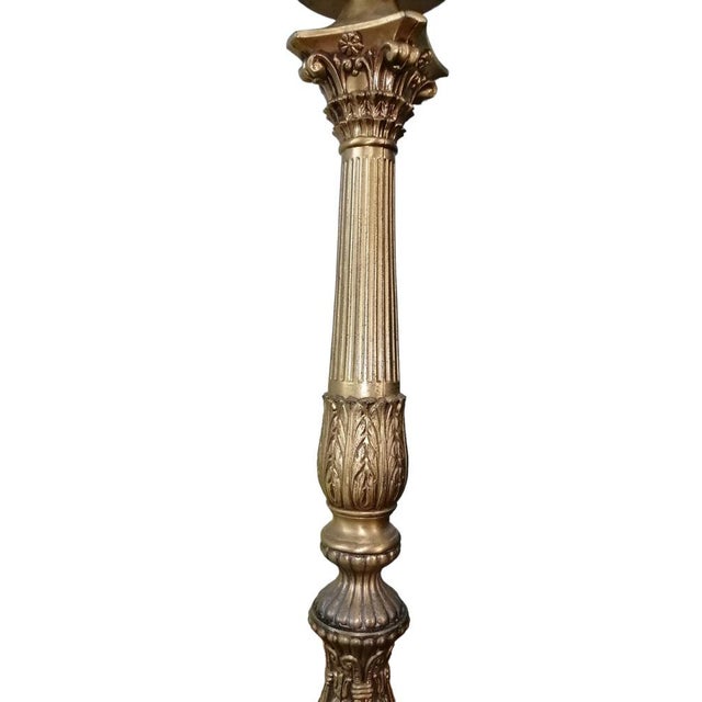Antique Bronze Liturgical Church Candelabra For Sale - Image 4 of 6