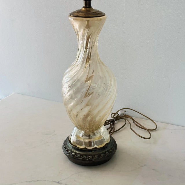Italian Mid-Century Italian Murano Glass Lamp in Gold Swirl For Sale - Image 3 of 9