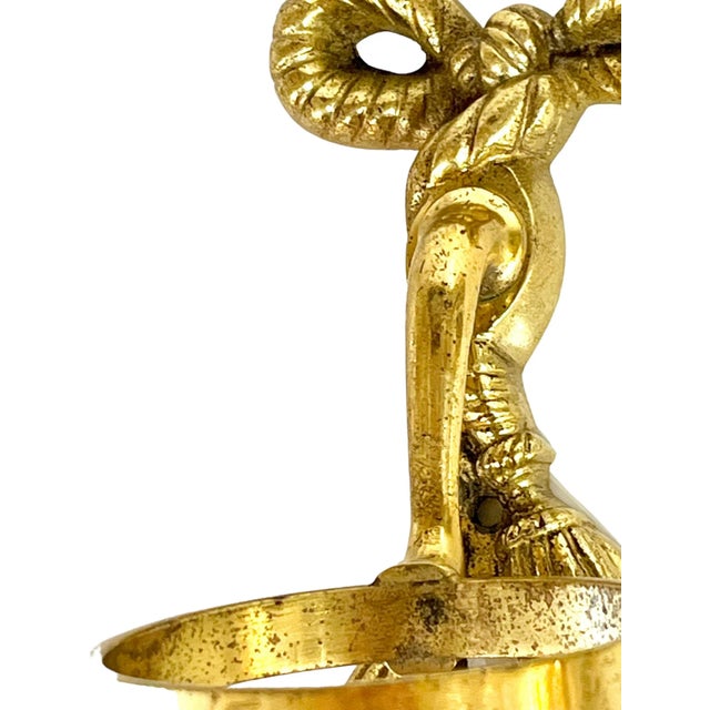Brass Vintage Hollywood Regency French Brass Bow and Tassel Bathroom Cup Holder For Sale - Image 8 of 9
