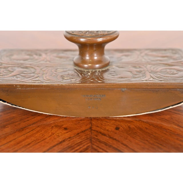 Tiffany Studios New York "Zodiac" Bronze Rocker Blotter and Blotter Ends, Circa 1910 For Sale - Image 12 of 13