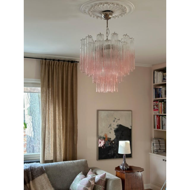Pink Ombre Murano Chandelier Tronchi For Sale - Image 4 of 9