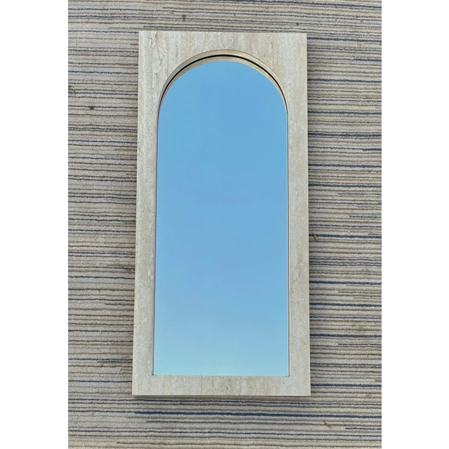 Mid-Century Modern 1980s Postmodern Marbleized Formica Wall Mirror For Sale - Image 3 of 10