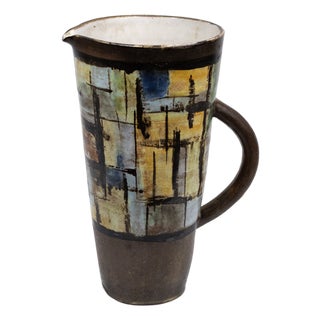 Large Stoneware Orangeade Pitcher by Alexandre Kostanda for Vallauris, 1950s For Sale