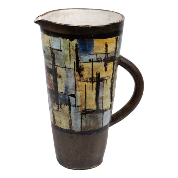 Large Stoneware Orangeade Pitcher by Alexandre Kostanda for Vallauris, 1950s For Sale