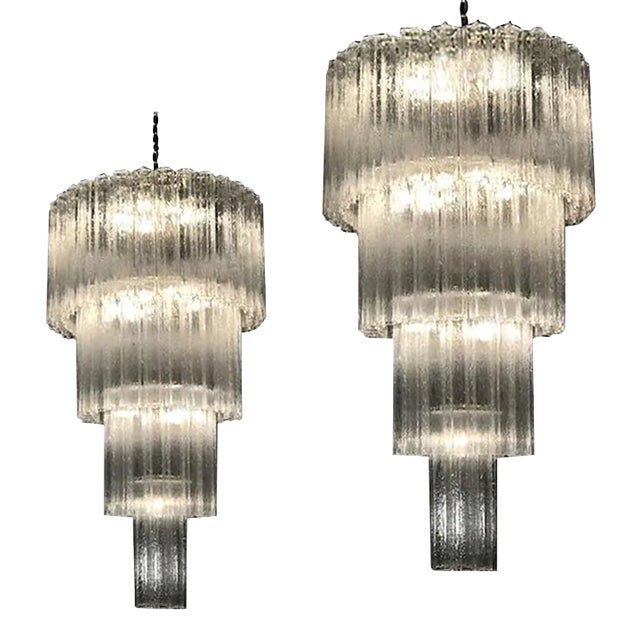 Monumental Italian Murano Glass Tronchi Chandeliers, Set of 2 For Sale