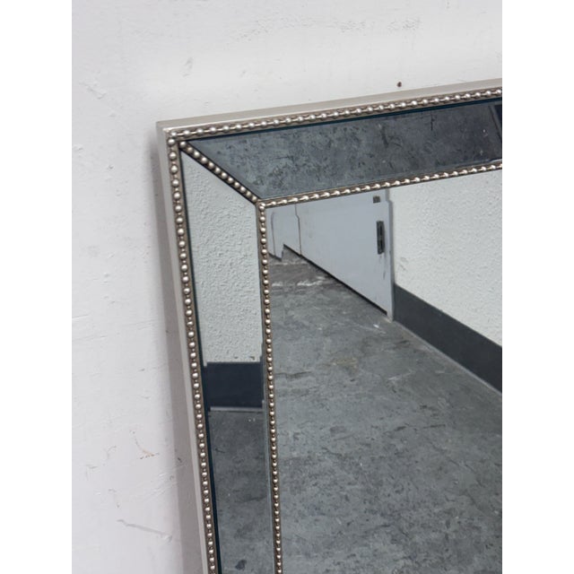 2010s Silver Finish Beaded Frame Mirror For Sale - Image 5 of 12