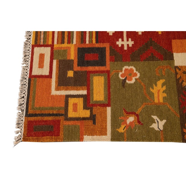 Textile 21st Century Contemporary Kilim Rug 4 '6'' X 6' 6''. For Sale - Image 7 of 11
