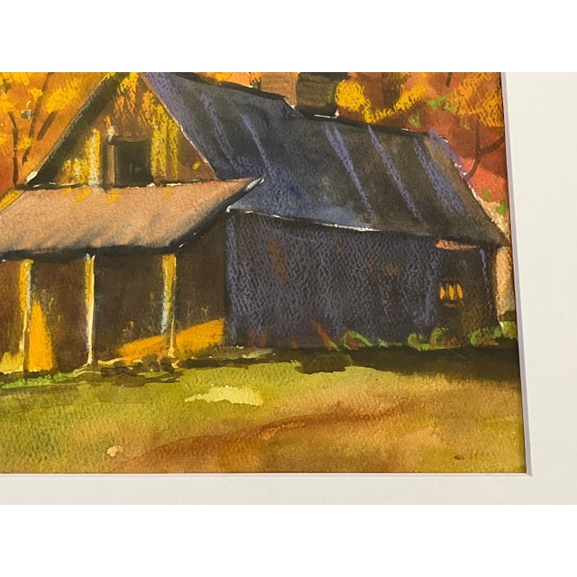 Late 20th Century Framed Original Signed Watercolor Painting by M E Ventola of an 'Old Barn in Autumn' For Sale - Image 5 of 13