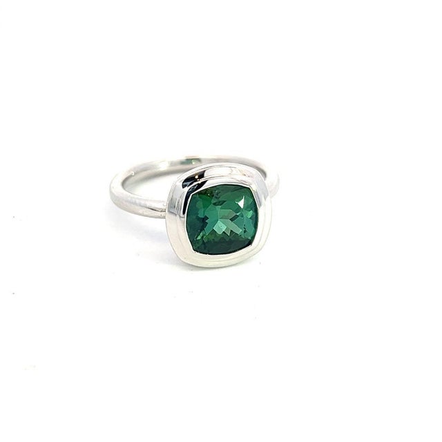 Natural Solitaire Tourmaline Ring 6.5 14k W Gold 2.25 TCW Certified For Sale - Image 4 of 13