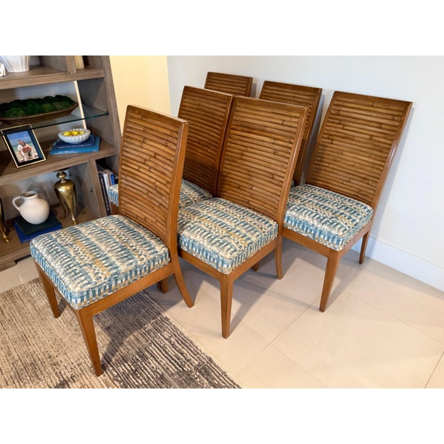 David Francis Set of 6 David Francis Furniture Stacked Bamboo Collection Dining Chairs. For Sale - Image 4 of 9