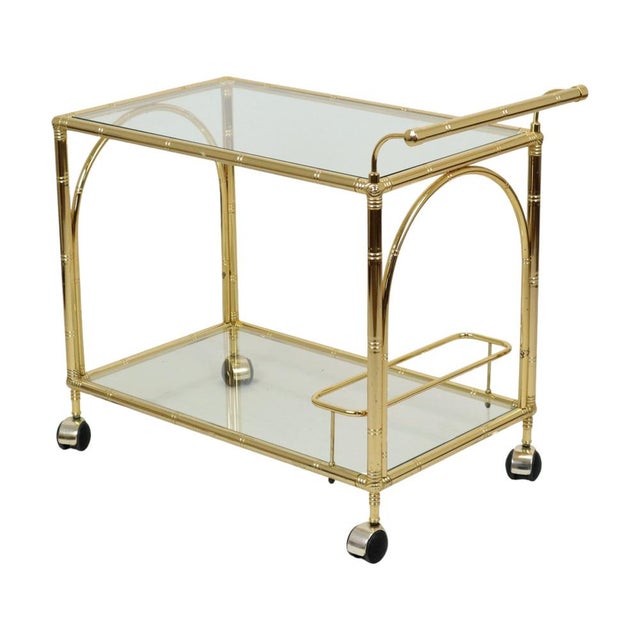 Hollywood Regency Faux Bamboo and Glass Bar Cart by Orsenigo, Italy, 1970s For Sale - Image 11 of 13