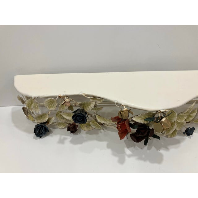 This hand crafted iron & tole wall hung shelf was made in Italy in the 50’s At 31 inches long and a depth of 8 inches on...