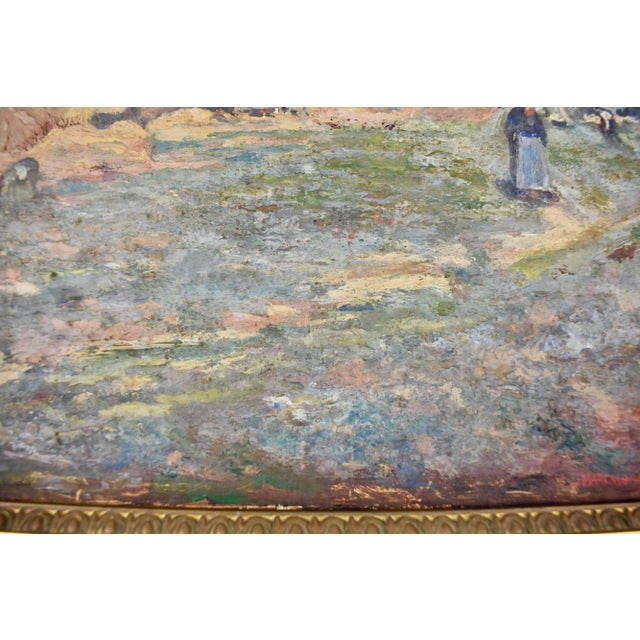 1910s French Landscape Oil on Linen in Gold Leaf Frame, Signed & Dated 1919 For Sale - Image 5 of 13