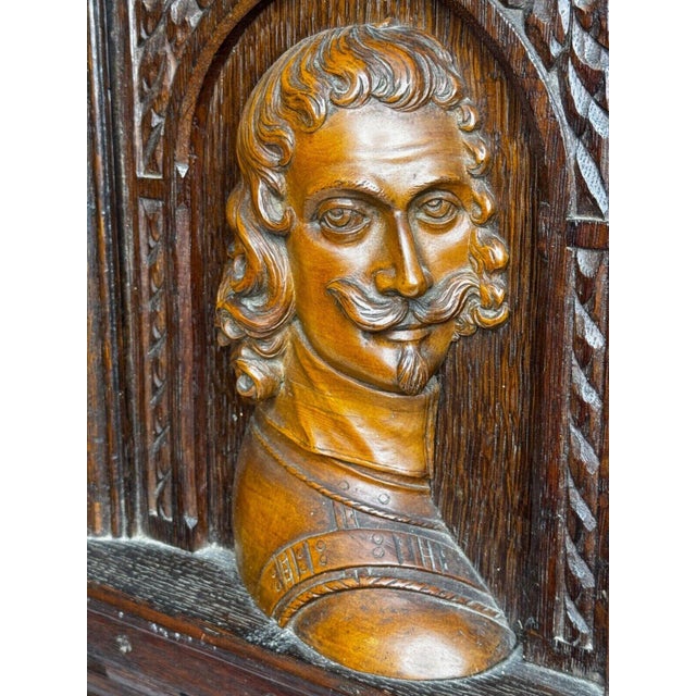 Antique Wall Sculpture Portrait Colonel Sir Edward Massey, Governor of Gloucester 1642 Carved in the Manner of Sir George Gilbert Scott For Sale - Image 11 of 18