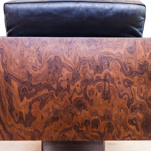 Wood 1970s Warren Platner Attributed Cube Lounge Chairs in Walnut Burl For Sale - Image 7 of 15