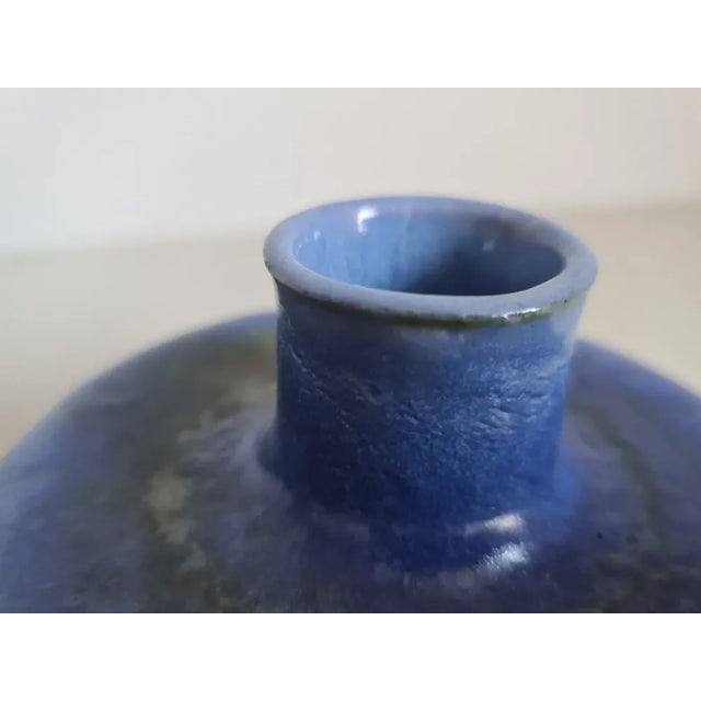 Blue 20th Century French Ceramic Soliflore Vase in the shape of a Pebble, 1960s For Sale - Image 8 of 11