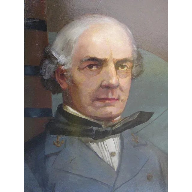 Mid 19th Century Mid 19th Century Portrait of Captain Chas. Emerson Oil Painting For Sale - Image 5 of 9