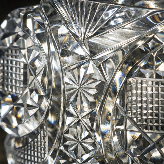 Art Deco Mid-Century Czech Bohemian Cut Crystal Vanity Bottle, Made in Czechoslovakia, Winged Sculptural Glass, 1950s For Sale - Image 3 of 11