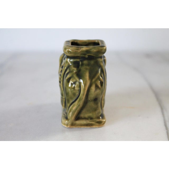 Vintage Green Ceramic Elephant Toothpick Holder For Sale - Image 9 of 11