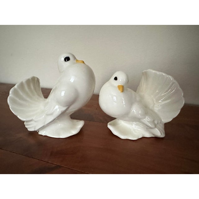 Farmhouse Vintage Late 20th Century Ceramic “Love Birds” Doves- Set of 2 For Sale - Image 3 of 11