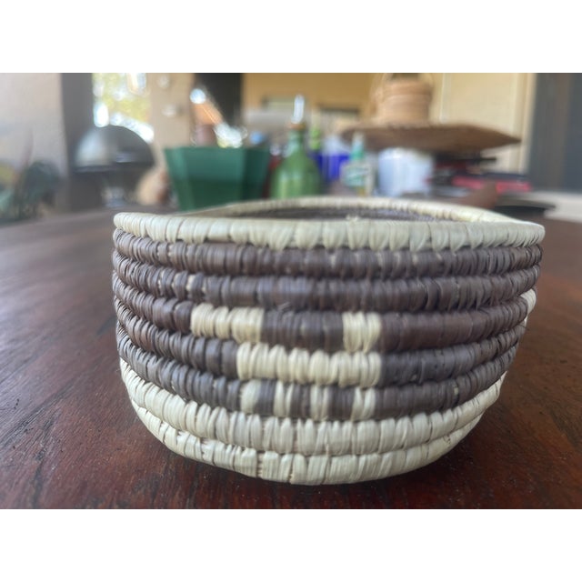 Native American Vintage Native American Indigenous Southwestern Navajo Style Woven Oval Basket For Sale - Image 3 of 5