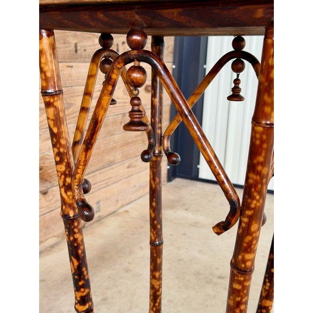 Late 19th Century Antique Victorian Tortoiseshell Bamboo Pedestal Side Table, Circa 1900 For Sale - Image 5 of 12