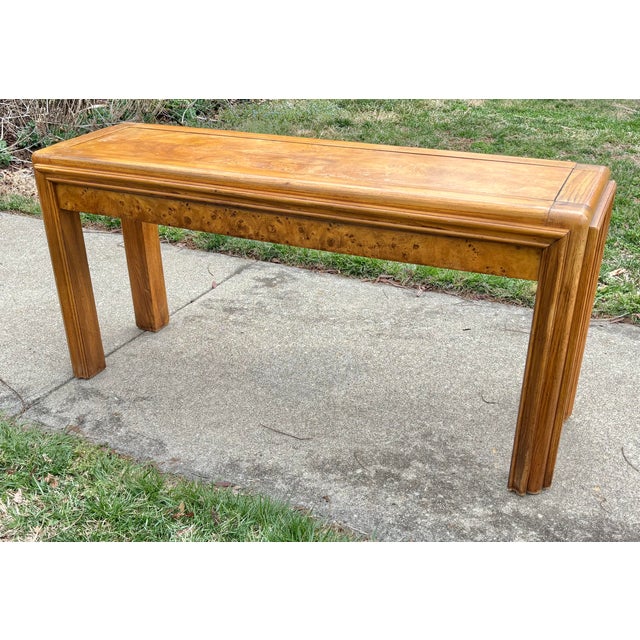 1980s Postmodern Burl Wood and Oak Sofa Table For Sale - Image 11 of 12