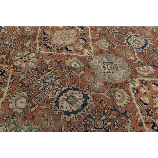 Mahal Wool Area Rug - Transitional Geometric Floral Design - Earth Tone Decor For Sale - Image 9 of 10