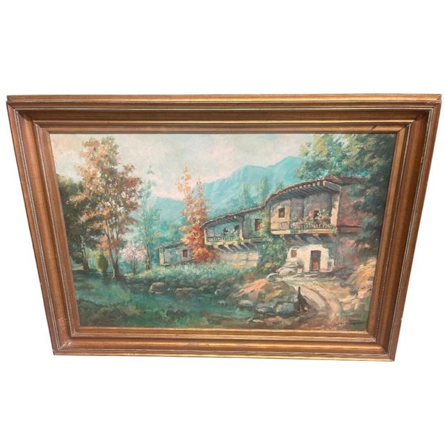 1960s Rural Mountain Landscape With Alpine Architecture For Sale - Image 4 of 12