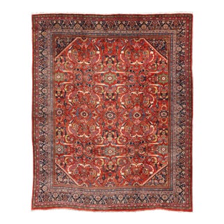 Antique Persian Sultanabad-Mahal Rug With All-Over Design on Red Field For Sale