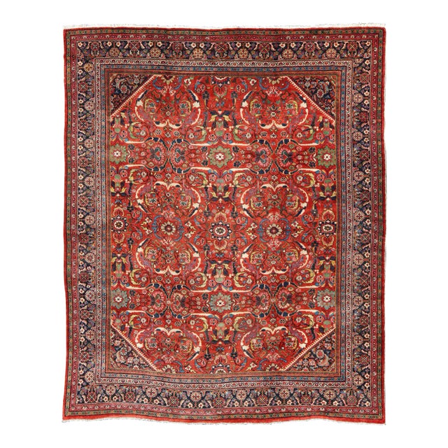 Antique Rug With All-Over Design on Red Field For Sale