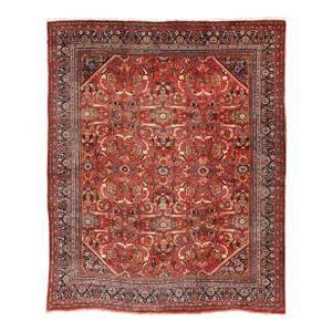 Antique Rug With All-Over Design on Red Field