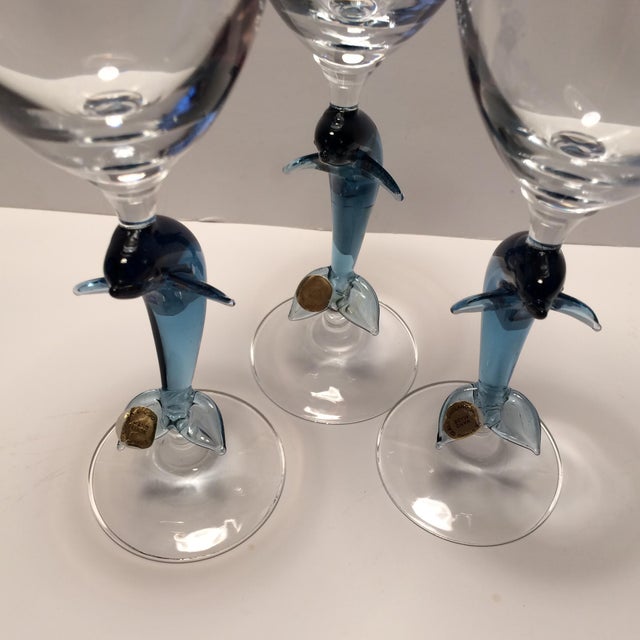 Yurana Crystal Dolphin Wine Glasses Set of 3 Chairish