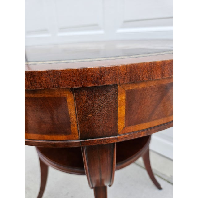 Brown Weiman Mahogany and Leather Top Round Side Table For Sale - Image 8 of 14