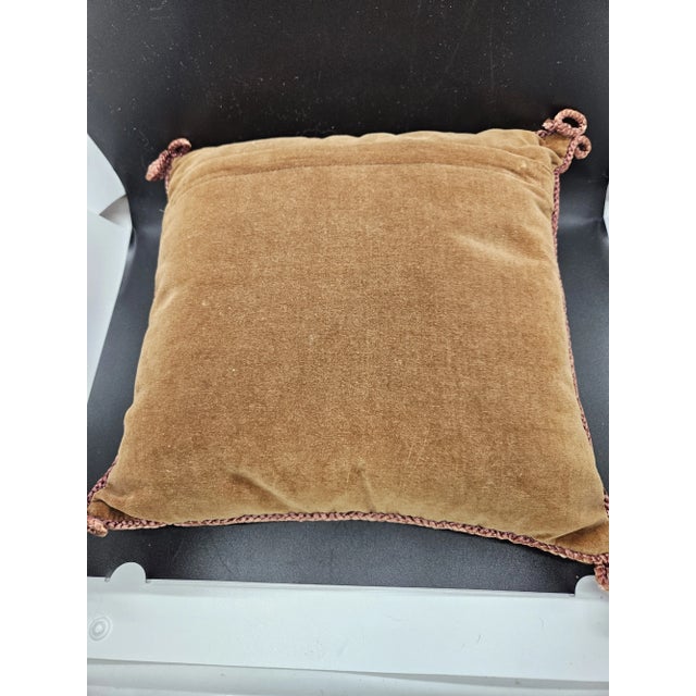 Mid-Century Modern Vintage Handmade Needlepoint, Floral Pillow For Sale - Image 3 of 3