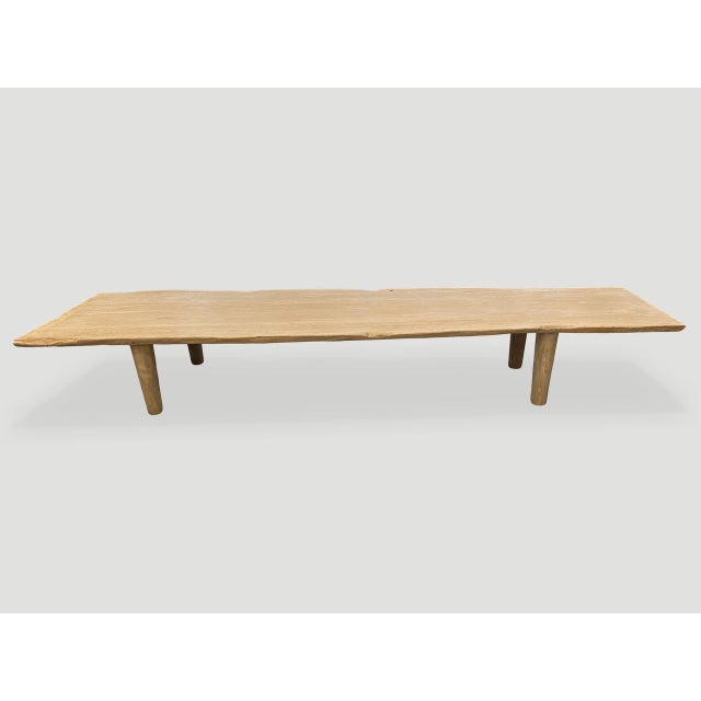 Wood Andrianna Shamaris White Washed Live Edge Teak Wood Coffee Table or Bench For Sale - Image 7 of 18