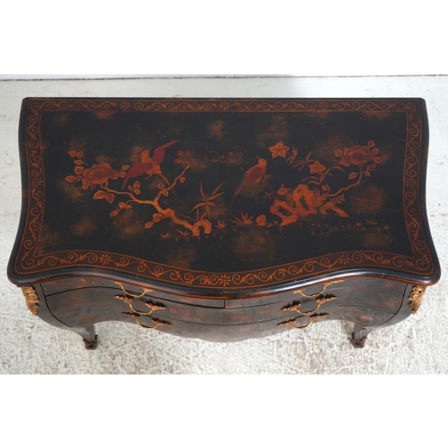 1990s Maitland Smith Chinoiserie Louis XV Style Bombe Commode For Sale - Image 5 of 18