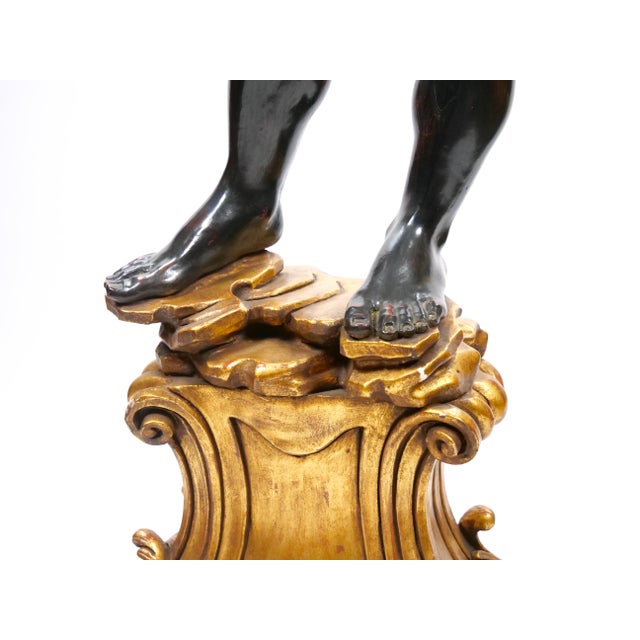 Gold Italian Venetian-Style Blackamoor Torchiere Floor Lamp, Circa 1940's For Sale - Image 8 of 15