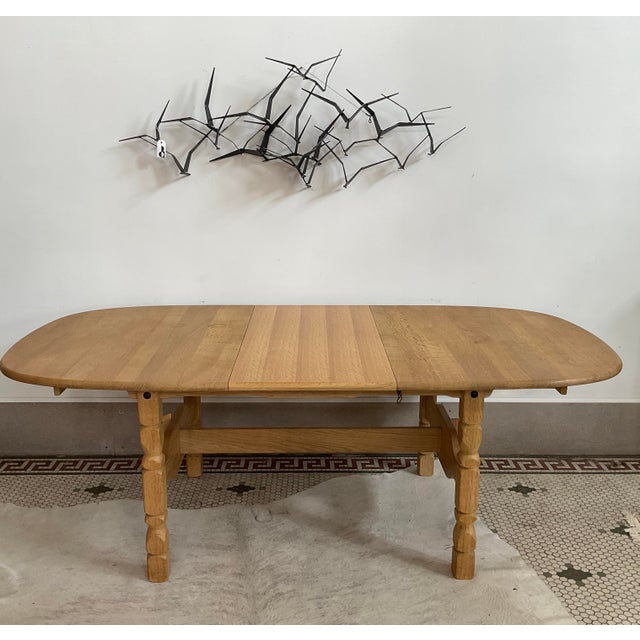1970s Danish Brutalist Extendable Oak Dining Table in the Style of Henning Kjærnulf For Sale - Image 11 of 16